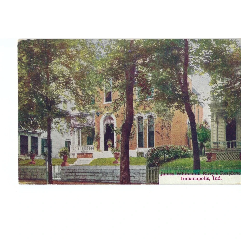 Vtg 1910 James Whitcomb Riley Residence Postcard Indianapolis Indiana Antique‎